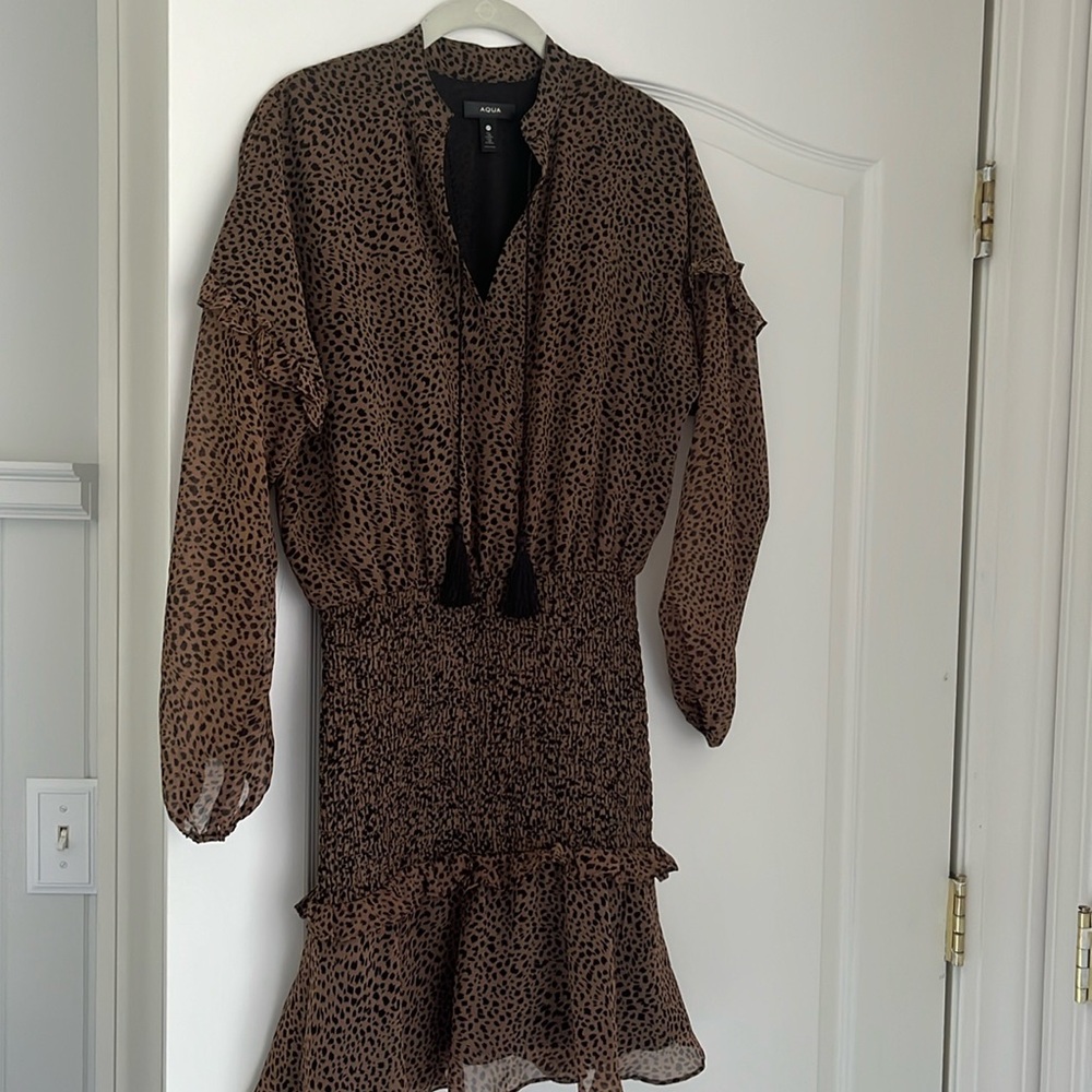 Leopard smocked dress